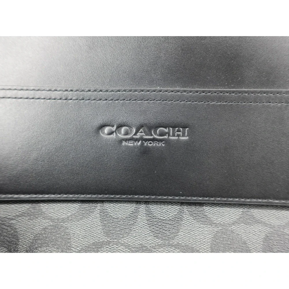 Coach Houston Map Bag Signature Canvas Mens Charcoal Black F73339 Messenger Bag